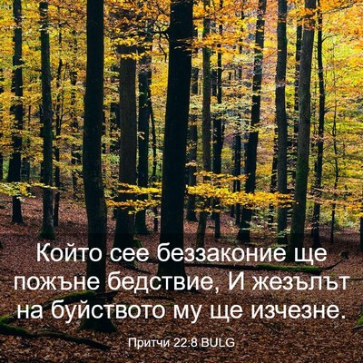 Picture 03 - Притчи 22:8 BULG - Който сее беззаконие ще - Bible Verse Picture