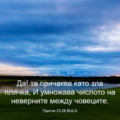 Picture 03 - Притчи 23:28 BULG - Да! тя причаква като зла - Bible Verse Picture