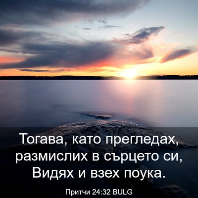 Picture 03 - Притчи 24:32 BULG - Тогава, като прегледах, - Bible Verse Picture