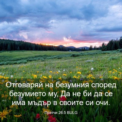 Picture 03 - Притчи 26:5 BULG - Отговаряй на безумния - Bible Verse Picture