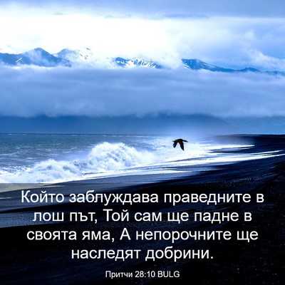 Picture 03 - Притчи 28:10 BULG - Който заблуждава - Bible Verse Picture