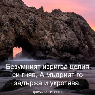 Picture 03 - Притчи 29:11 BULG - Безумният изригва целия си - Bible Verse Picture