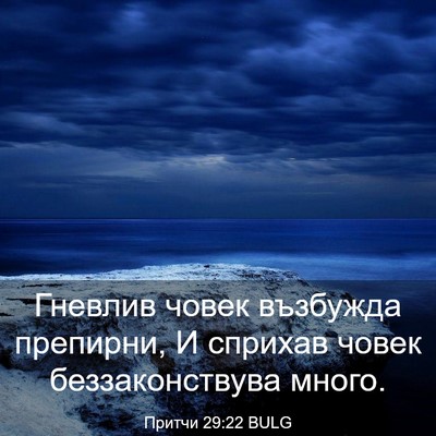 Picture 03 - Притчи 29:22 BULG - Гневлив човек възбужда - Bible Verse Picture