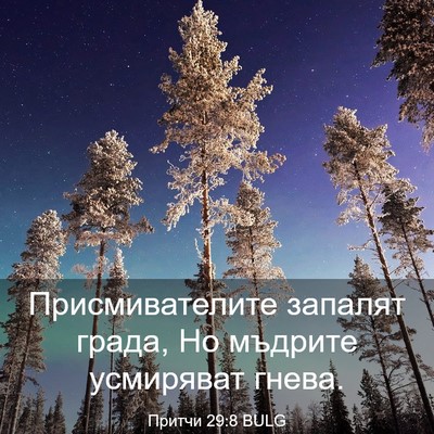 Picture 03 - Притчи 29:8 BULG - Присмивателите запалят - Bible Verse Picture