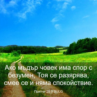 Picture 03 - Притчи 29:9 BULG - Ако мъдър човек има спор с - Bible Verse Picture