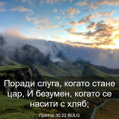 Picture 03 - Притчи 30:22 BULG - Поради слуга, когато стане - Bible Verse Picture