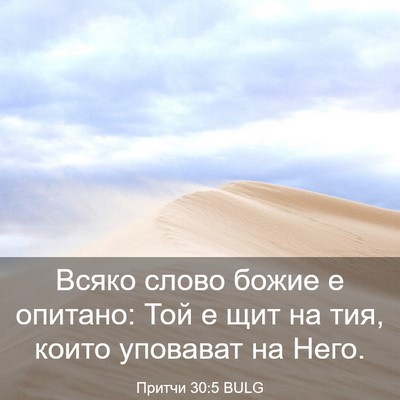 Picture 03 - Притчи 30:5 BULG - Всяко слово божие е - Bible Verse Picture