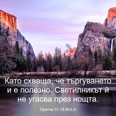 Picture 03 - Притчи 31:18 BULG - Като схваща, че - Bible Verse Picture