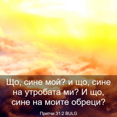 Picture 03 - Притчи 31:2 BULG - Що, сине мой? и що, сине на - Bible Verse Picture