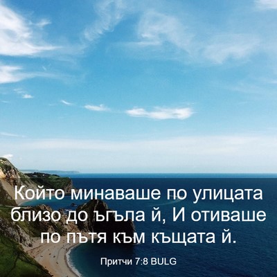 Picture 03 - Притчи 7:8 BULG - Който минаваше по улицата - Bible Verse Picture