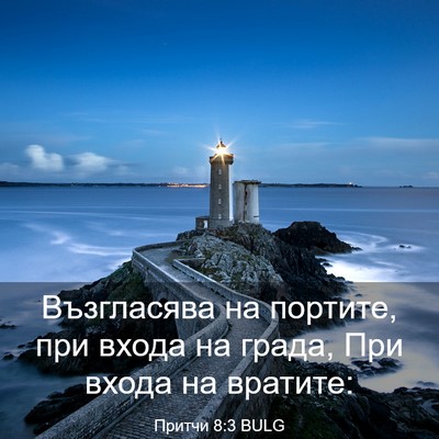 Picture 03 - Притчи 8:3 BULG - Възгласява на портите, при - Bible Verse Picture