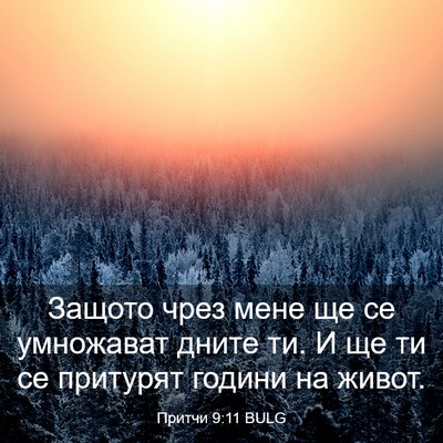 Picture 03 - Притчи 9:11 BULG - Защото чрез мене ще се - Bible Verse Picture