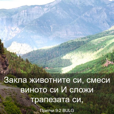 Picture 03 - Притчи 9:2 BULG - Закла животните си, смеси - Bible Verse Picture