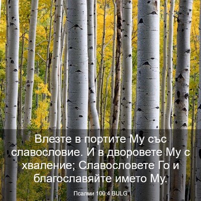 Picture 03 - Псалми 100:4 BULG - Влезте в портите Му със - Bible Verse Picture