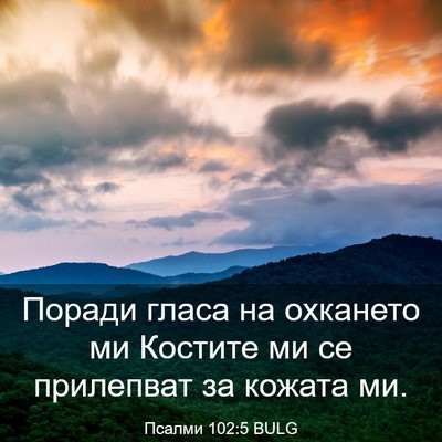 Picture 03 - Псалми 102:5 BULG - Поради гласа на охкането - Bible Verse Picture