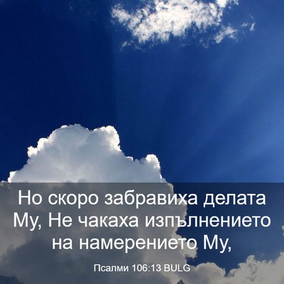 Picture 03 - Псалми 106:13 BULG - Но скоро забравиха делата - Bible Verse Picture