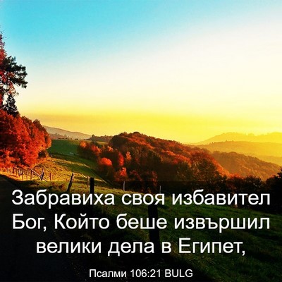 Picture 03 - Псалми 106:21 BULG - Забравиха своя избавител - Bible Verse Picture