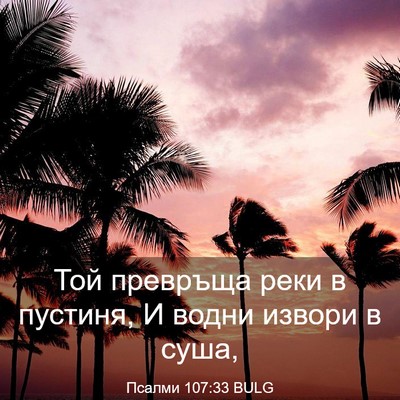 Picture 03 - Псалми 107:33 BULG - Той превръща реки в - Bible Verse Picture