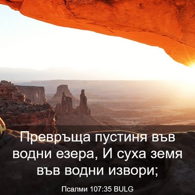 Picture 03 - Псалми 107:35 BULG - Превръща пустиня във водни - Bible Verse Picture