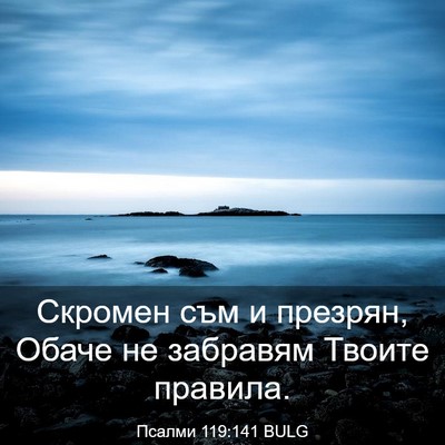 Picture 03 - Псалми 119:141 BULG - Скромен съм и презрян, - Bible Verse Picture