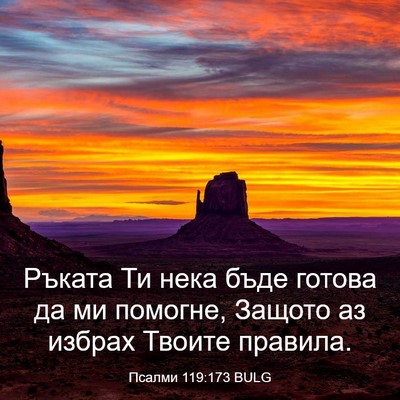Picture 03 - Псалми 119:173 BULG - Ръката Ти нека бъде готова - Bible Verse Picture