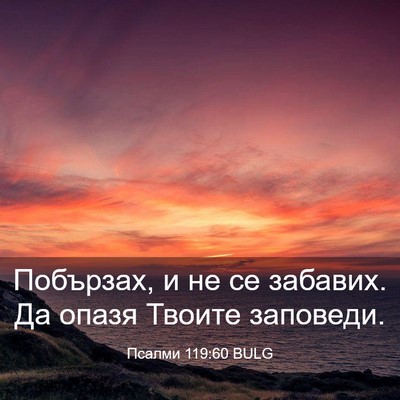 Picture 03 - Псалми 119:60 BULG - Побързах, и не се забавих. - Bible Verse Picture