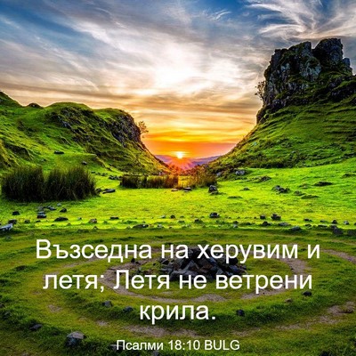 Picture 03 - Псалми 18:10 BULG - Възседна на херувим и летя; - Bible Verse Picture