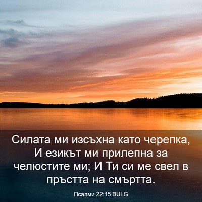 Picture 03 - Псалми 22:15 BULG - Силата ми изсъхна като - Bible Verse Picture