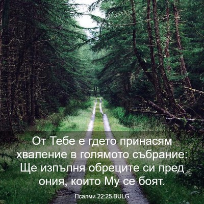 Picture 03 - Псалми 22:25 BULG - От Тебе е гдето принасям - Bible Verse Picture