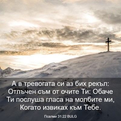 Picture 03 - Псалми 31:22 BULG - А в тревогата си аз бих - Bible Verse Picture