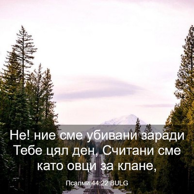 Picture 03 - Псалми 44:22 BULG - Не! ние сме убивани заради - Bible Verse Picture