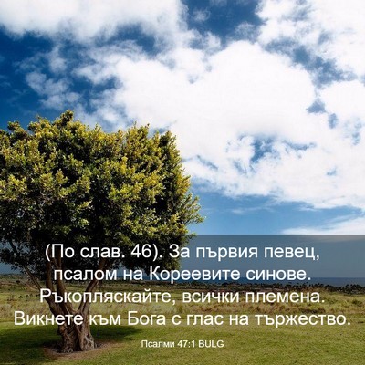 Picture 03 - Псалми 47:1 BULG - (По слав. 46). За първия - Bible Verse Picture