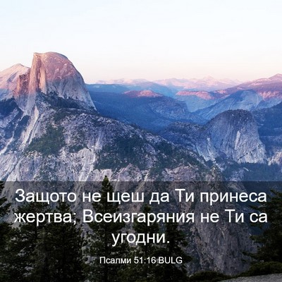 Picture 03 - Псалми 51:16 BULG - Защото не щеш да Ти принеса - Bible Verse Picture
