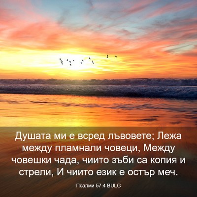 Picture 03 - Псалми 57:4 BULG - Душата ми е всред лъвовете; - Bible Verse Picture