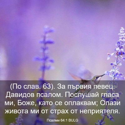 Picture 03 - Псалми 64:1 BULG - (По слав. 63). За първия - Bible Verse Picture