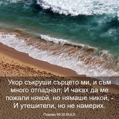 Picture 03 - Псалми 69:20 BULG - Укор съкруши сърцето ми, и - Bible Verse Picture