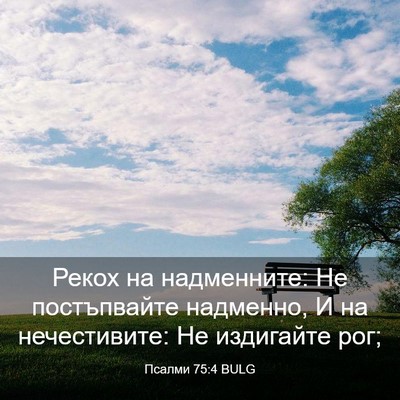 Picture 03 - Псалми 75:4 BULG - Рекох на надменните: Не - Bible Verse Picture