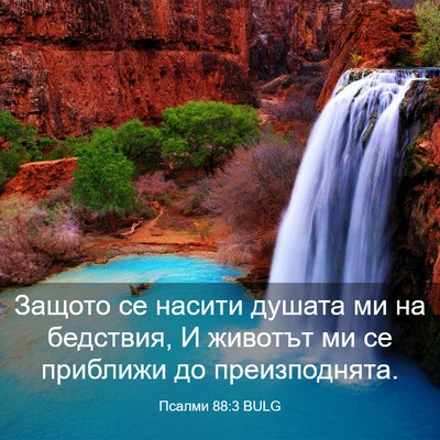 Picture 03 - Псалми 88:3 BULG - Защото се насити душата ми - Bible Verse Picture
