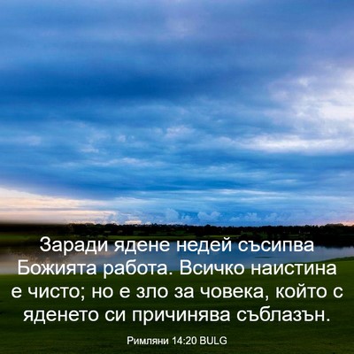 Picture 03 - Римляни 14:20 BULG - Заради ядене недей съсипва - Bible Verse Picture