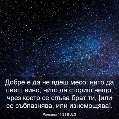 Picture 03 - Римляни 14:21 BULG - Добре е да не ядеш месо, - Bible Verse Picture