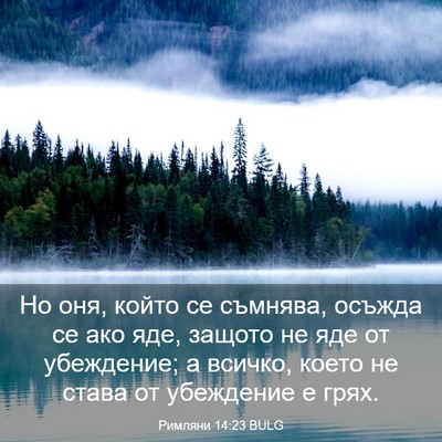 Picture 03 - Римляни 14:23 BULG - Но оня, който се съмнява, - Bible Verse Picture