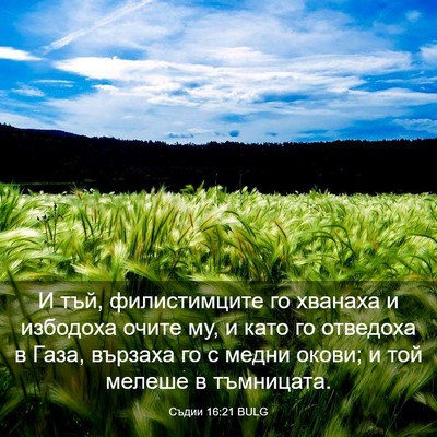 Picture 03 - Съдии 16:21 BULG - И тъй, филистимците го - Bible Verse Picture