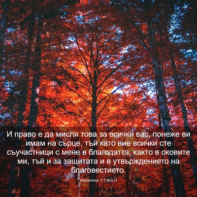 Picture 03 - Филипяни 1:7 BULG - И право е да мисля това за - Bible Verse Picture