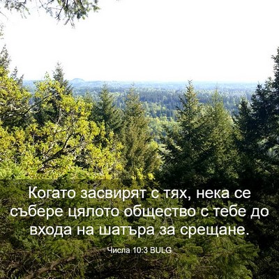 Picture 03 - Числа 10:3 BULG - Когато засвирят с тях, нека - Bible Verse Picture