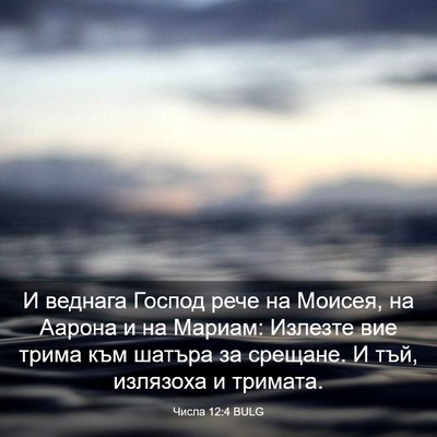 Picture 03 - Числа 12:4 BULG - И веднага Господ рече на - Bible Verse Picture