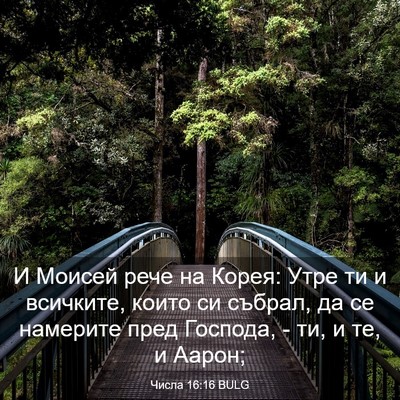 Picture 03 - Числа 16:16 BULG - И Моисей рече на Корея: - Bible Verse Picture