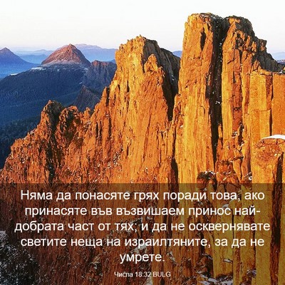 Picture 03 - Числа 18:32 BULG - Няма да понасяте грях - Bible Verse Picture