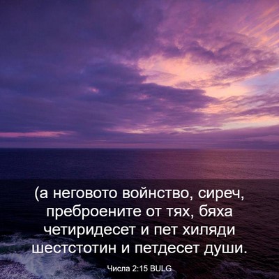 Picture 03 - Числа 2:15 BULG - (а неговото войнство, - Bible Verse Picture