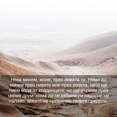 Picture 03 - Числа 20:17 BULG - Нека минем, моля, през - Bible Verse Picture