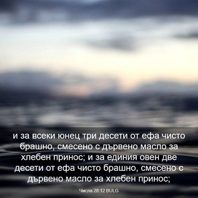 Picture 03 - Числа 28:12 BULG - и за всеки юнец три десети - Bible Verse Picture